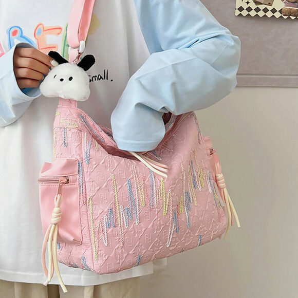 Contrast Texture Shoulder Bag - Picture 7 of 15